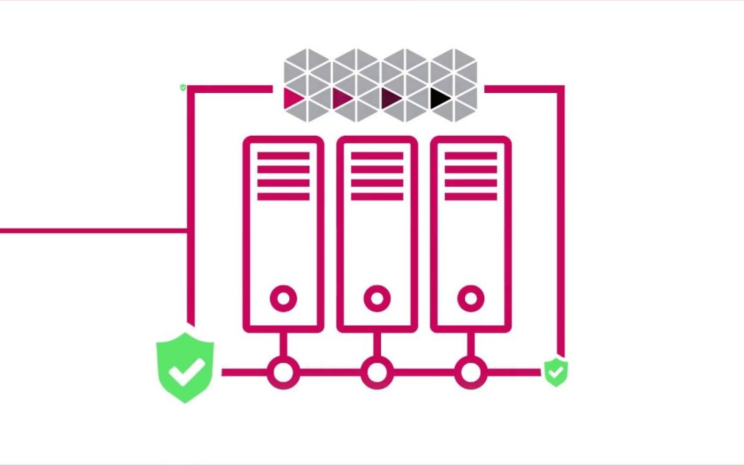 A drawing shows three servers and a data path from the left of the image through the Quad9 logo. A green shield with a check mark is at the end of the data path.